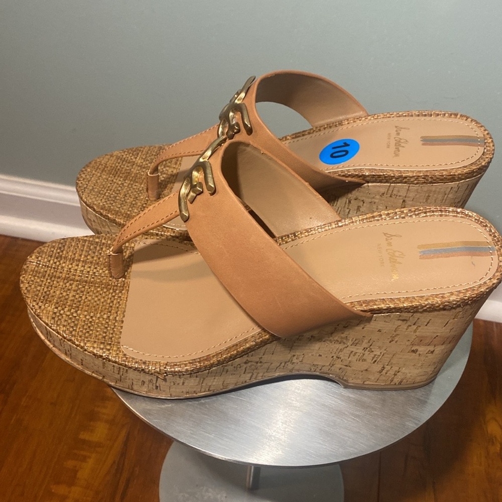 NWOT SAM EDELMAN YARDLIE TAN CORK THONG SANDALS - Picture 12 of 15